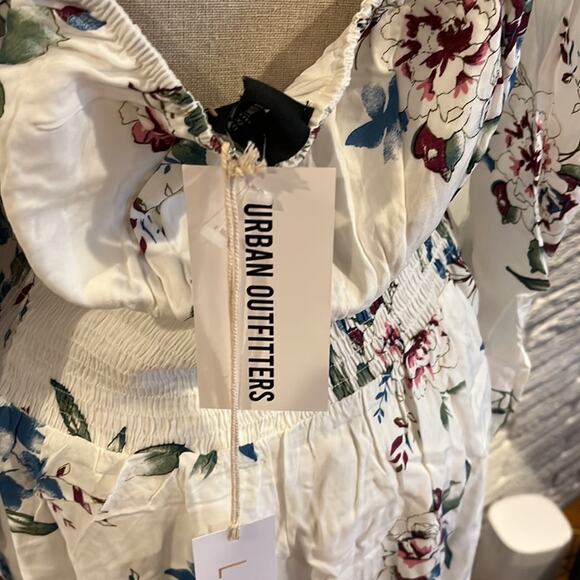 Urban Outfitters Lumiere Boho Floral Dress White Blue Pink Green Large - Picture 6 of 7